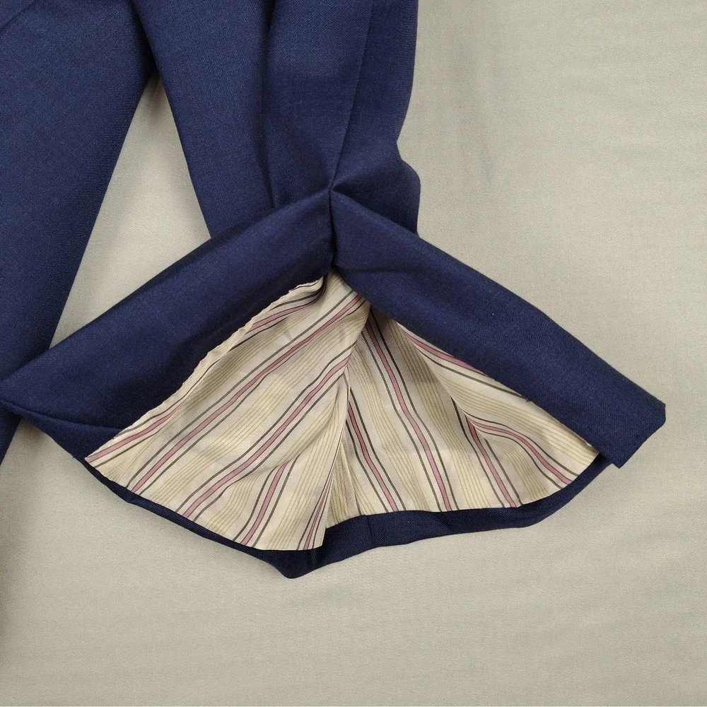 Daniel Cremieux Signature Loro Piana Super 170s Wool Silk 40R Blazer Italy Blue